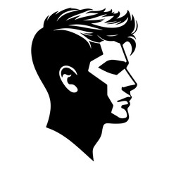 man hair cut vector art illustration silhouette, black color silhouette, haircut salon