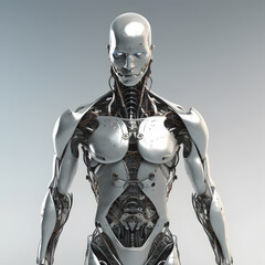 robot humanoid made of metal, generative ai