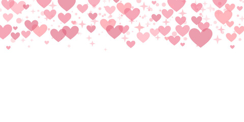 Pink heart vector confetti, cute banner design for valentine day celebration, greeting concept design
