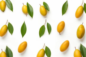 Obraz premium Flying ripe mango on white background. Food levitation