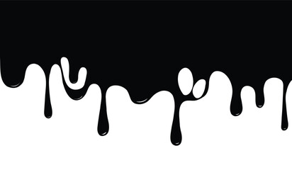 drops of black paint flow down the wall
