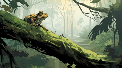 Foto op Plexiglas A frog resting on a tree © Cedar