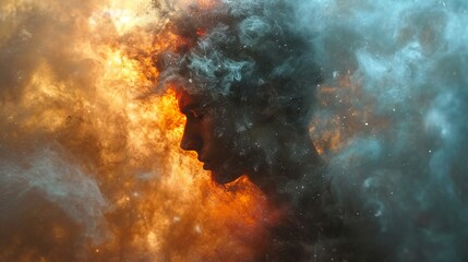 Person with Smoke and Fire and Textured Outfit Wallpaper, generative ai