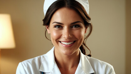 The young nurse smiles.