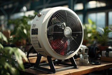 Photo of white electric cooling fan ultra high detail new and modern design Generative AI