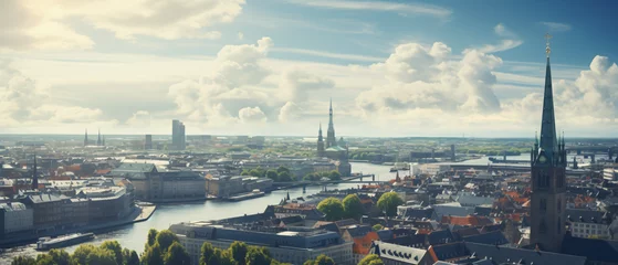 Gordijnen Aerial view of Copenhagen Denmark city. © Cedar