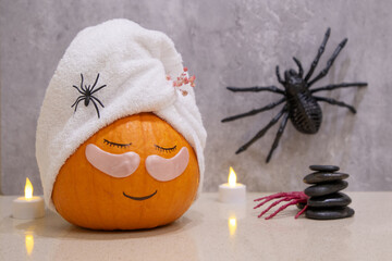 Pumpkin in spa for Halloween