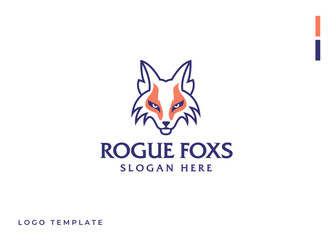 Fox head simple line art style vector logo illustration