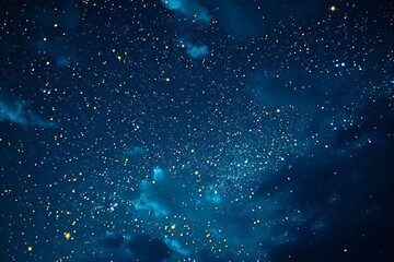 Night sky filled with stars, nebulae, and celestial bodies in blue hues. - obrazy, fototapety, plakaty