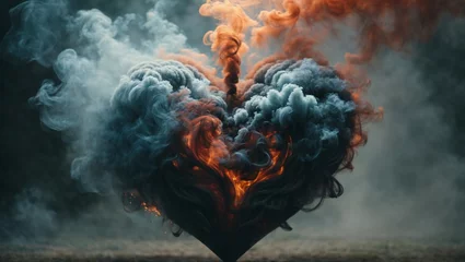 Tuinposter burning heart with smoke © Sohaib