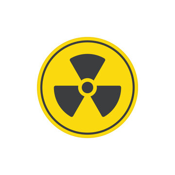 Radioactive icon nuclear symbol. Danger yellow radioactive or radiation sign.