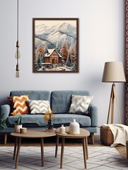 Cozy Winter Snow-covered Villages Wall Decor: Vintage Art of Charming Winter Landscapes