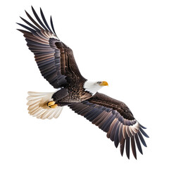 Naklejka premium Bald Eagle Flying on Transparent Background. Generative AI