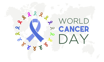World Cancer Day is observed every year in February 4. Health and Medical Awareness Vector template for banner, card, poster and background design. Vector illustration.
