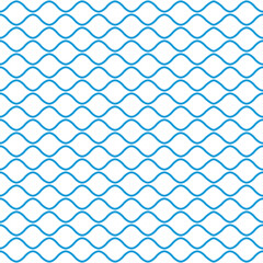 Fototapeta premium Blue and white seamless wave pattern. Linear waves background. Abstract geometric ornament. Sea or ocean texture.