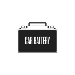 Car Battery icon in flat style. Accumulator battery energy power sign isolated on white background. Auto parts electrical supply power concepts.