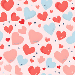 Seamless pattern of Red hearts. Background for Happy Valentine's Day greeting card .
