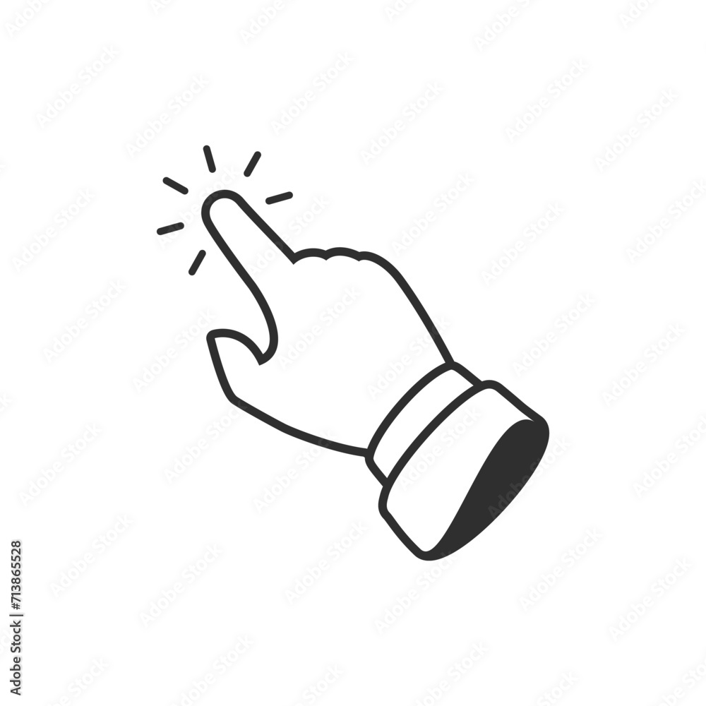 Fototapete click here button with hand pointer clicking. click web sign cursor symbol.