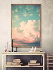 Dreamy Cloudscape Horizons Vintage Art Print - Cloudy Morning Wall Decor