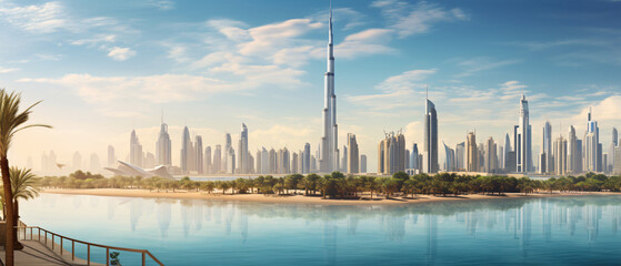 Naklejka premium Overlooking Dubai skyline