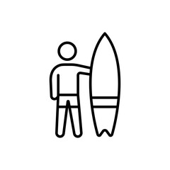 Surfer outline icons, minimalist vector illustration ,simple transparent graphic element .Isolated on white background