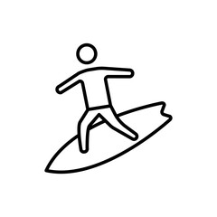 Surfer outline icons, minimalist vector illustration ,simple transparent graphic element .Isolated on white background