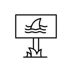 Beware shark outline icons, minimalist vector illustration ,simple transparent graphic element .Isolated on white background