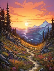 Enchanted Mountain Trail Artwork:  Summit Sunset Views Wall Art