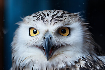 Close the snowy owl's eyes