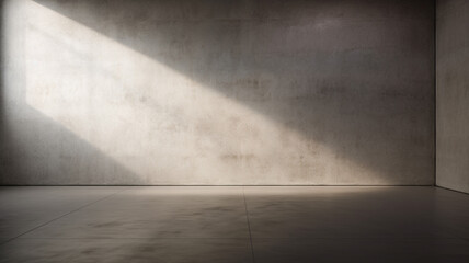 empty concrete room with light and shadow on the wall