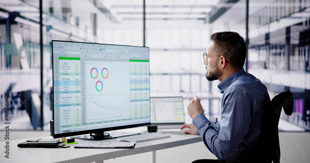 Poster Data Analyst Man Using Spreadsheet