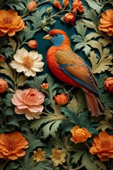 Colorful Garden Reverie Generative AI's Bird and flowers Harmony Unveiled