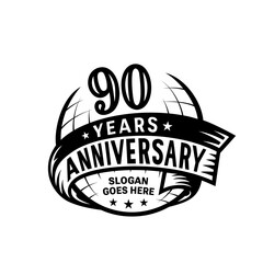90 years anniversary design template. 90th logo. Vector and illustration. 