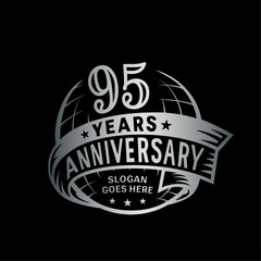 95 years anniversary design template. 95th logo. Vector and illustration.  - obrazy, fototapety, plakaty