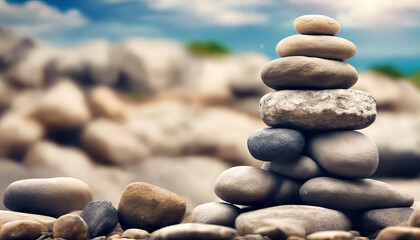 Fototapeta na wymiar stack of stones the power of balance