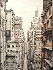 Hand-Drawn City Skylines: Streetside Sketchbook Splendor Wall Art
