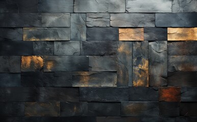Gray slate wall stone background or texture. Created with Ai