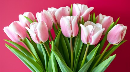 Fototapeta premium bouquet of pink tulips