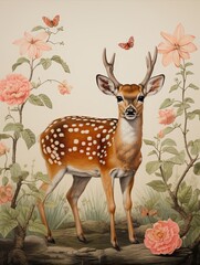 Vintage Animal Painting: Hand-drawn Wildlife Artistry for Exquisite Wall Art