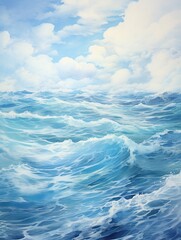 Hand-Painted Ocean Horizons: Marine Majesty Muses Print