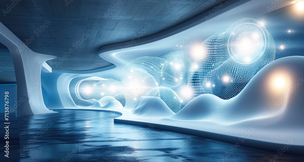 Aufkleber Social network communication Concept of global structure and social media exchange, Innovation-centric design showcasing the integration of business and tech. Generative AI.