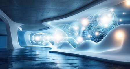 Social network communication Concept of global structure and social media exchange, Innovation-centric design showcasing the integration of business and tech. Generative AI.