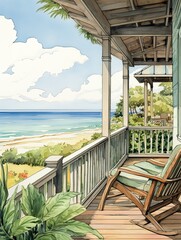 Hand-Sketched Coastal Scenes: Blending Country Field and Oceanic Views