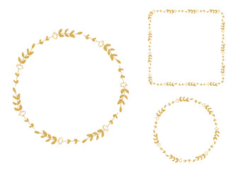 金のグリッターのフレームセット。