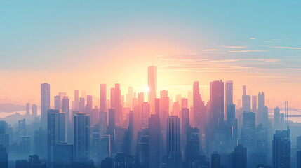 Fototapeta premium Futuristic City with Modern Skyline