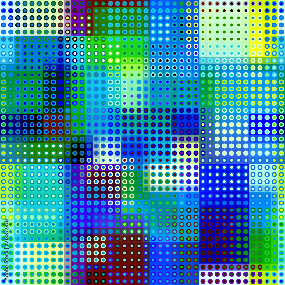 Poster Seamless geometric vector pattern. Dots overlay style. Abstract background pixel art texture