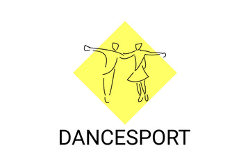 dancesport sport vector line icon. a couple of dancers are dancing in the ballroom sport pictogram, vector illustration.