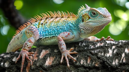 Fototapeta premium green lizard on a tree