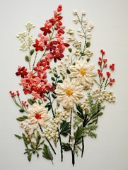 Obraz na płótnie Canvas Heirloom Floral Embroidery: Vintage Farmhouse Blossom Art