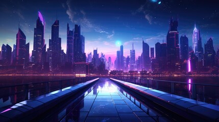 Fototapeta na wymiar Futuristic Cityscape at Twilight